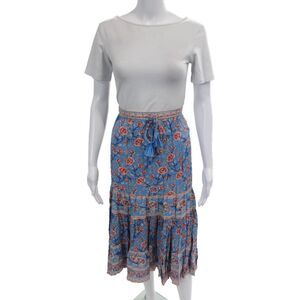 Arnhem Womens Floral Print Tassel Tie Detail Tiered Maxi Skirt Blue Size 8